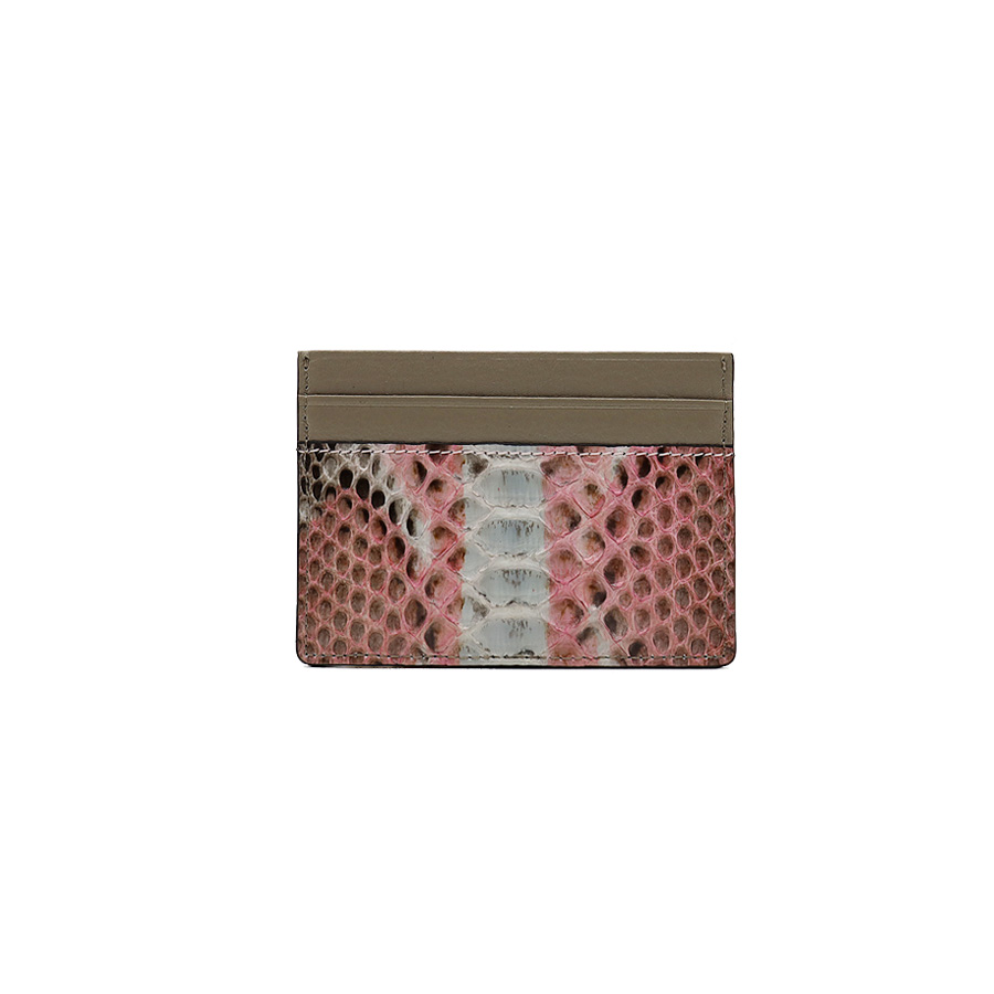 리얼 뱀가죽지갑 멀티핑크 심플 카드지갑 뱀피 남여공용 - 상품 이미지