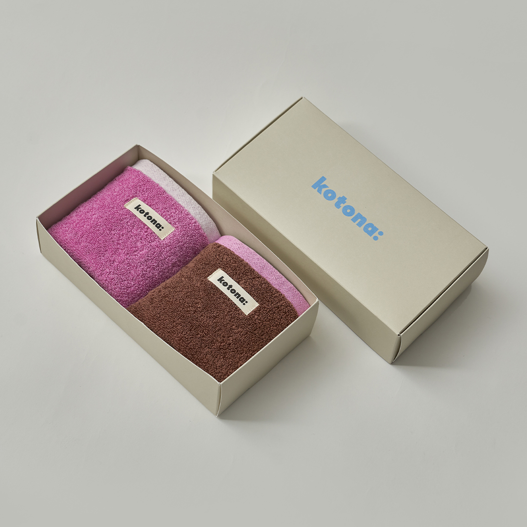 코토나 홈바디 핸드타월 세트 오키드+우디 브라운 2P 40수 200g