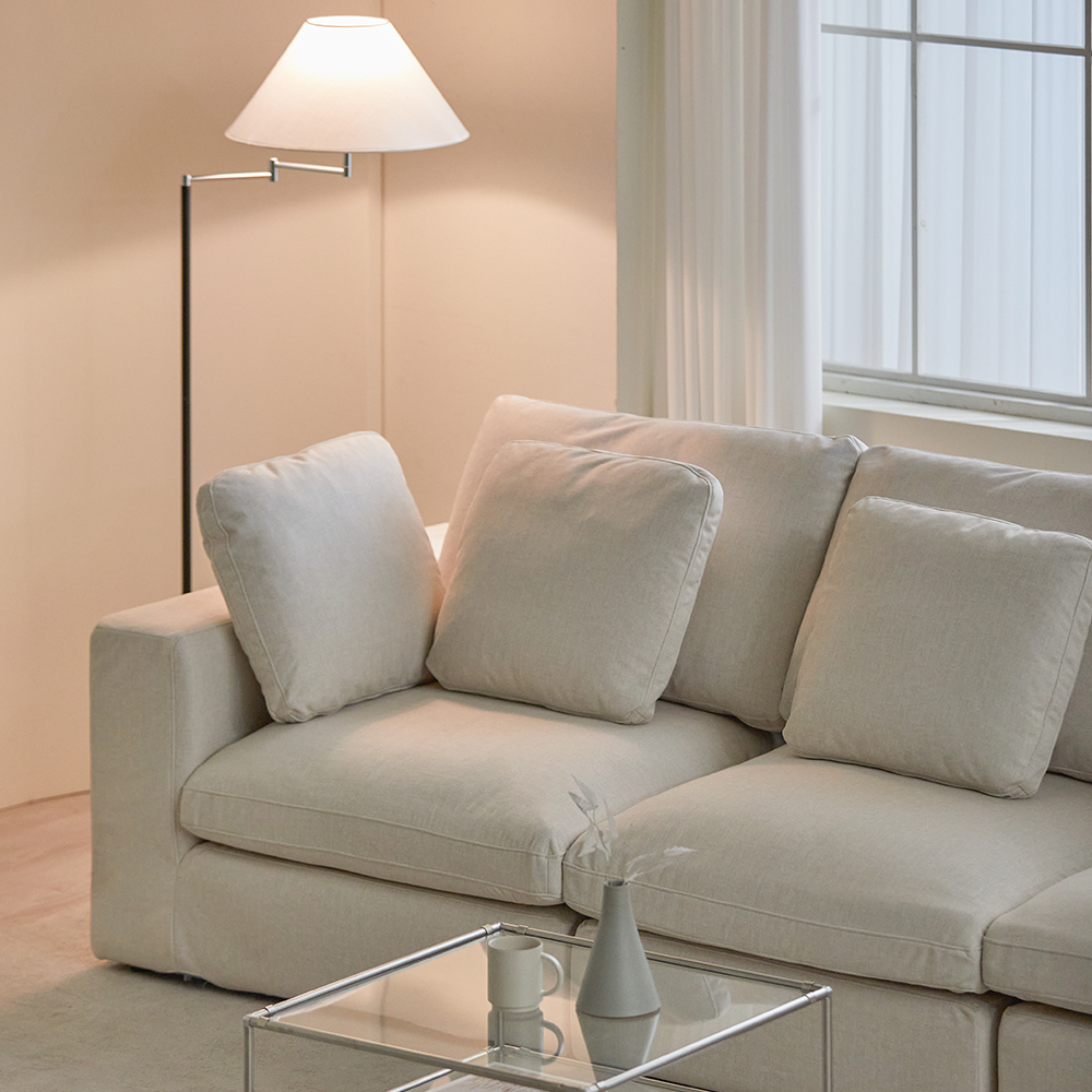 [무료배송] 아크 몽드 패브릭 모듈 소파 스툴미포함, 아이보리, 4인용