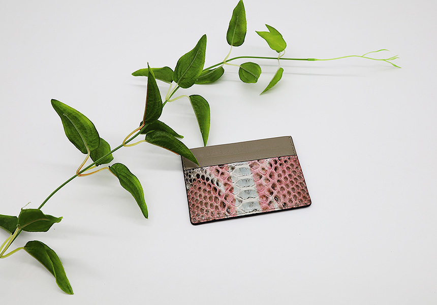 리얼 뱀가죽지갑 멀티핑크 심플 카드지갑 뱀피 남여공용 - 상세 이미지 2