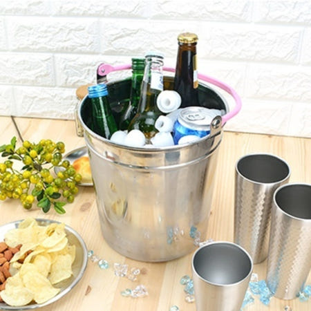 지역상점 협력사 아이스 버킷 중형 얼음 칠링 맥주 원통 바구니 버켓