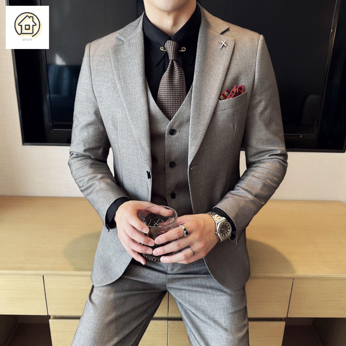 남성 자켓 정장세트 수트 캐주얼 빅사이즈 정장 - 상세 이미지 2