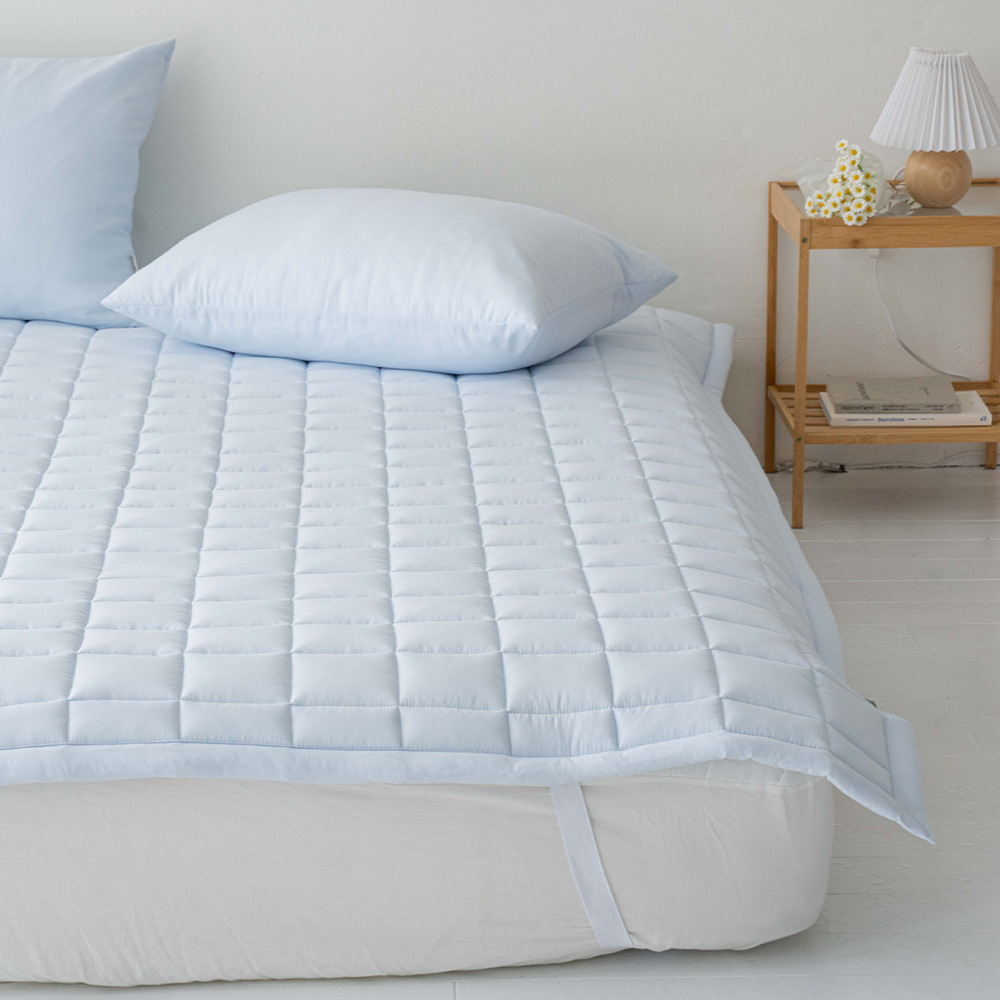 송화침장 알러지케어 먼지없는 논슬립 고정밴드 무지 침대패드