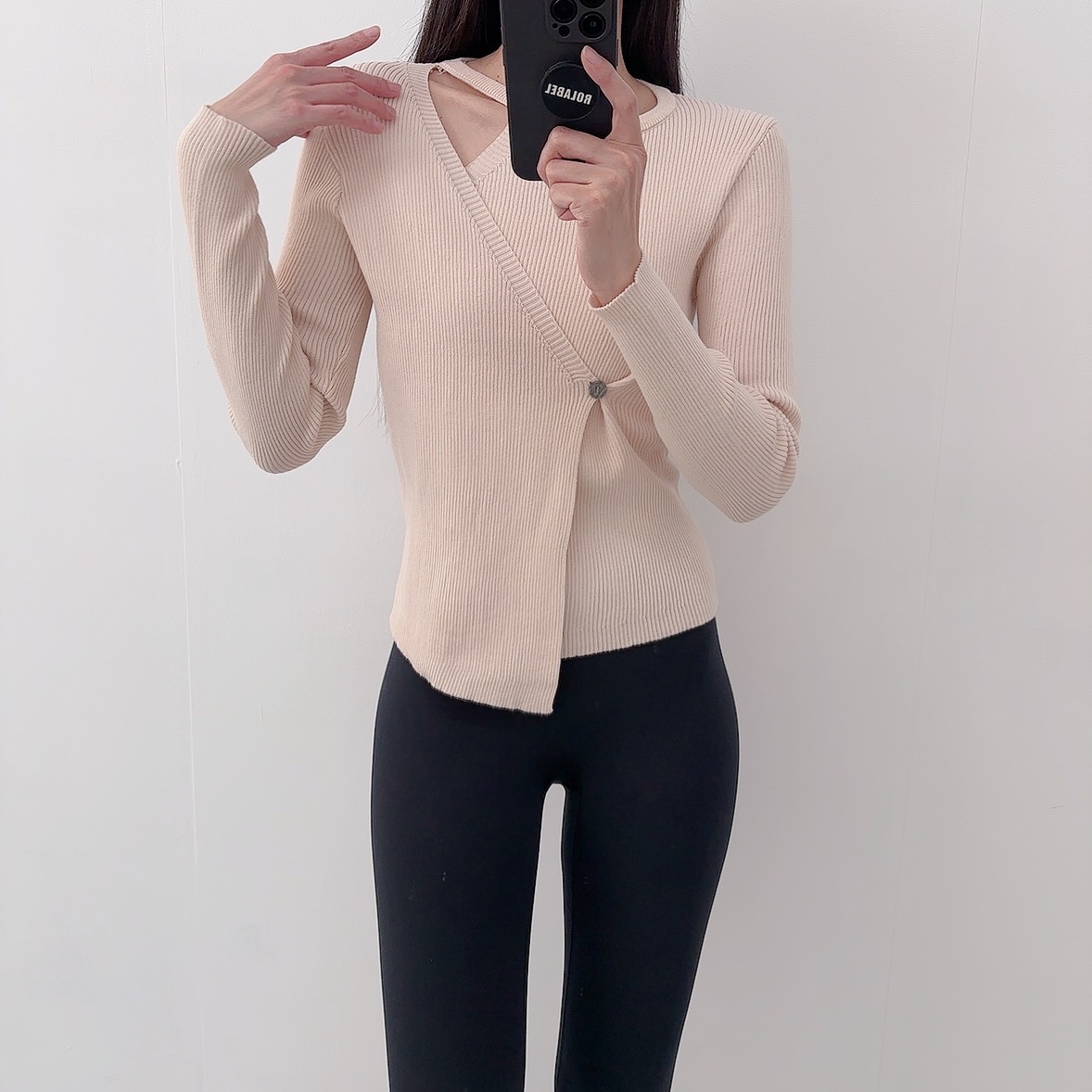로라벨 포밍 필라테스복 여성 요가복 필라테스 요가 상의 티셔츠 운동복 커버업 랩 긴팔 - 상세 이미지 3
