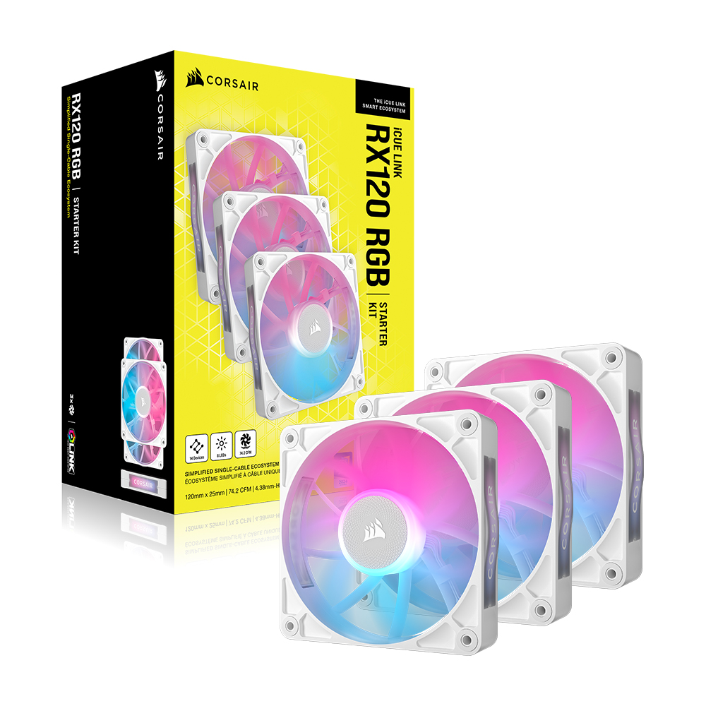 커세어 iCUE LINK RX120 RGB STARTER KIT 화이트, 3팩