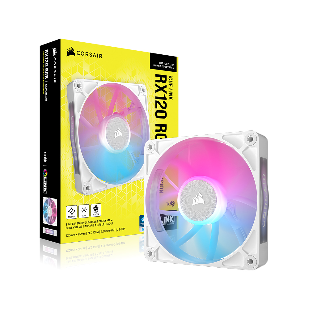 커세어 iCUE LINK RX120 RGB Expansion Fan 화이트, 1팩