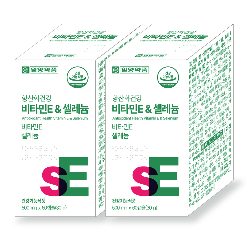 일양약품 항산화건강 식물성원료 토코페롤 비타민E & 셀레늄 영양제 60정, 2개 - 상품 이미지
