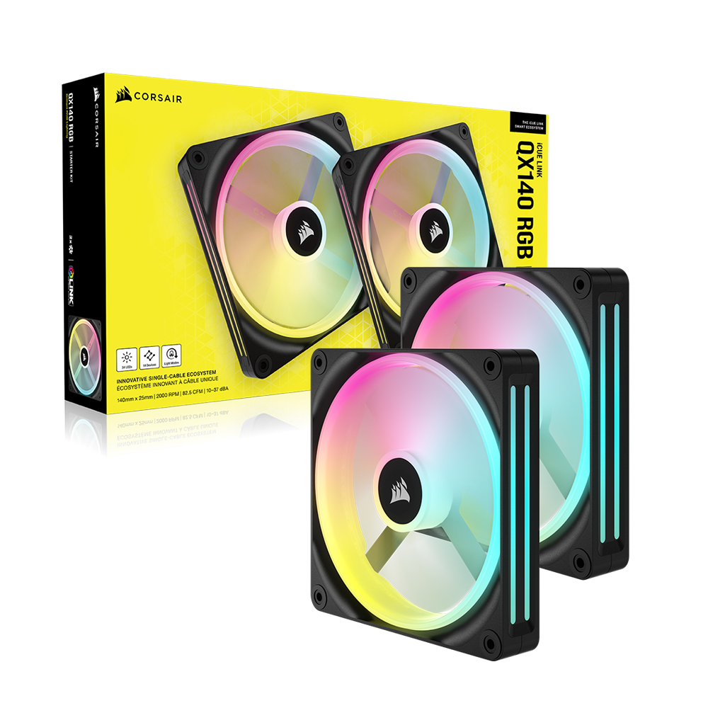 커세어 iCUE LINK QX140 RGB Starter Kit 블랙, 2팩