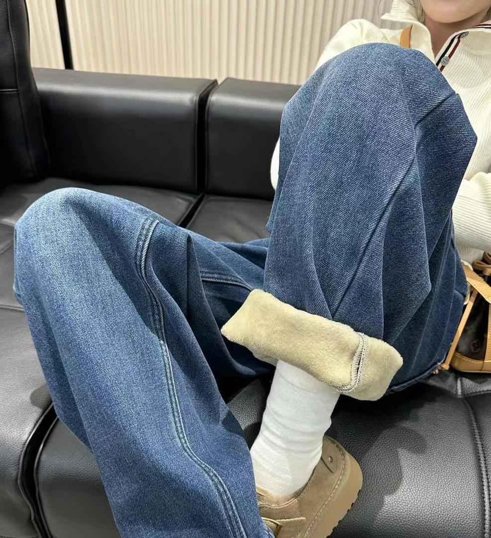 남녀공용 루즈핏 체형커버 하이웨스트 데님바지 여성 남성 데님 와이드팬츠 - 상세 이미지 4