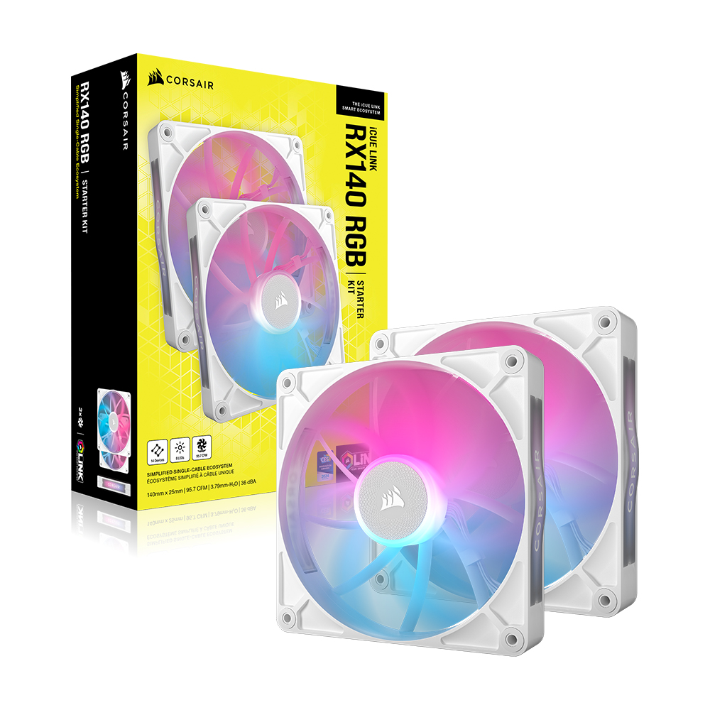 커세어 iCUE LINK RX140 RGB STARTER KIT 화이트, 2팩