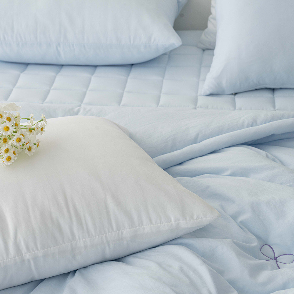 송화침장 알러지케어이불 먼지없는 리본 자수 바닐라 SS 사계절이불