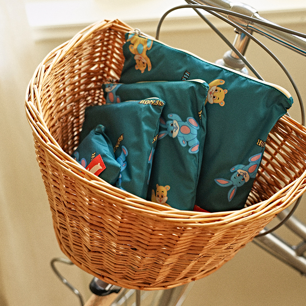 오우아스튜디오 어린이집 방수 파우치 준비물 가방 젤리앤캔디그린 4종 세트