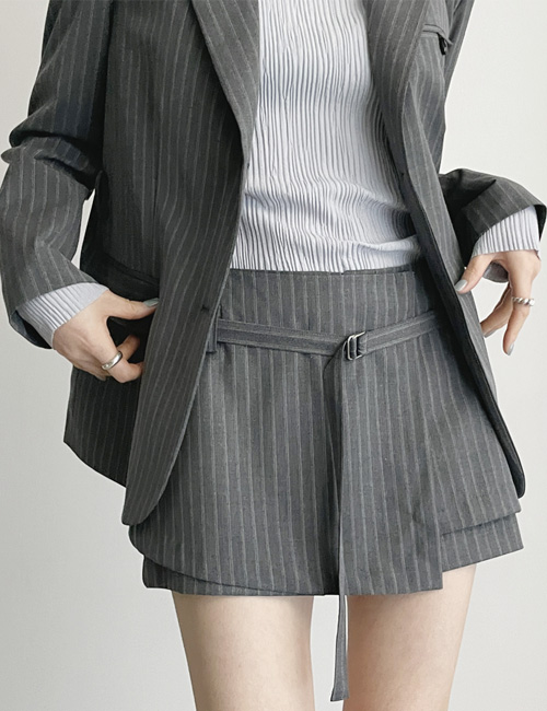 [벨트세트] 디오 스트라이프 랩 스커트&팬츠 [2color]