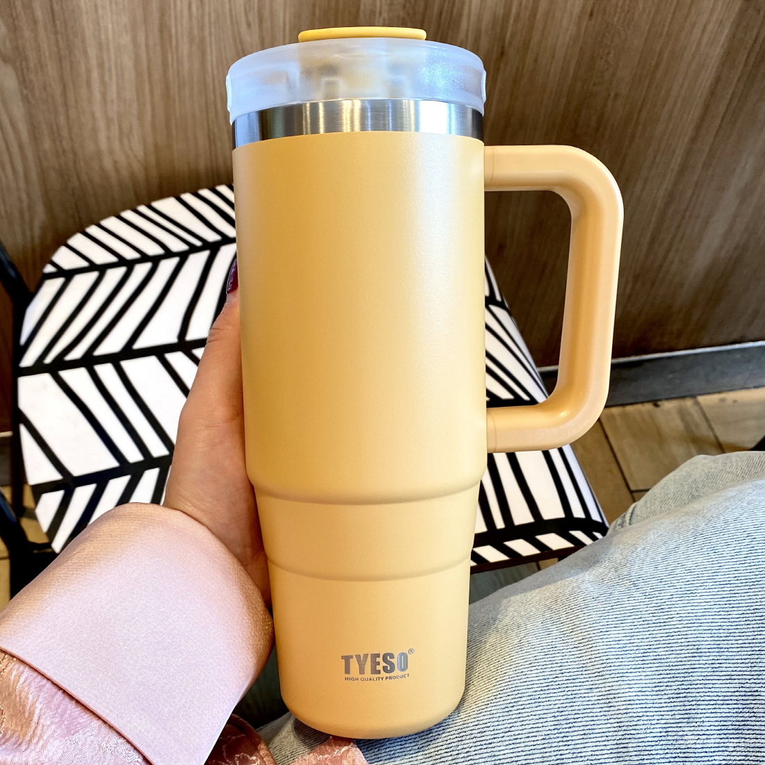 템블러 TYSEO텀블러 리유저블컵 대용량 손잡이 차 캠핑 운동 빨대 텀블러 900ml - 상세 이미지 5
