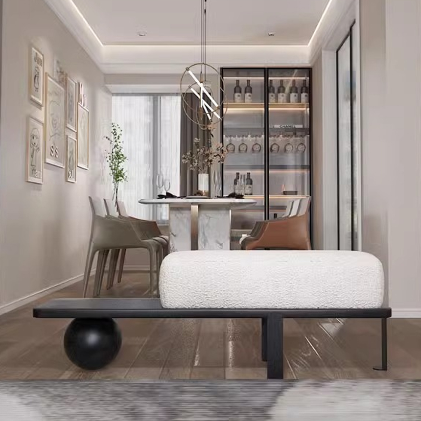 거실 카페 미니멀 볼 디자인 벤치의자 60cm