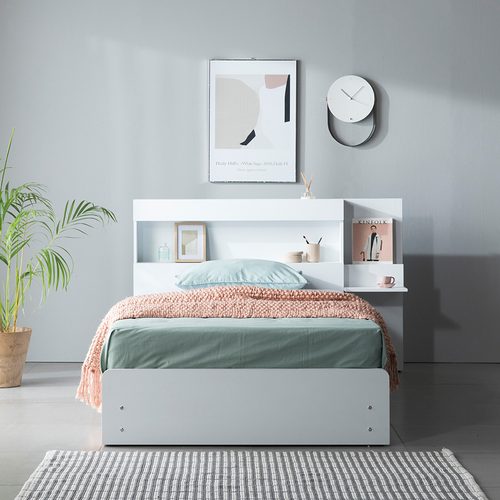 이노센트 스마트 LED 수납침대 SS 슈퍼싱글 클래식본넬, 화이트
