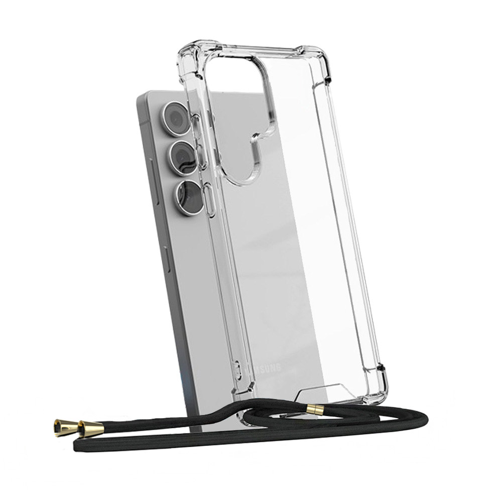 에어 범퍼 스트랩 목걸이 케이스 투명, 갤럭시S25 울트라