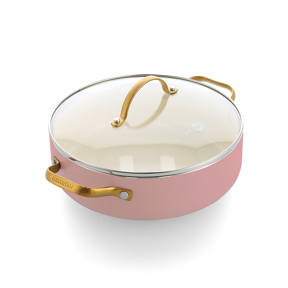 그린팬 파도바 세라믹 논스틱 코팅 인덕션 골드 전골냄비 웨스턴팬 3L 24cm, 블러쉬핑크 - 메인 이미지