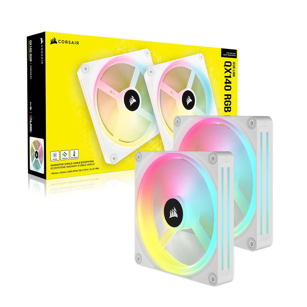 커세어 iCUE LINK QX140 RGB Starter Kit 화이트, 2팩