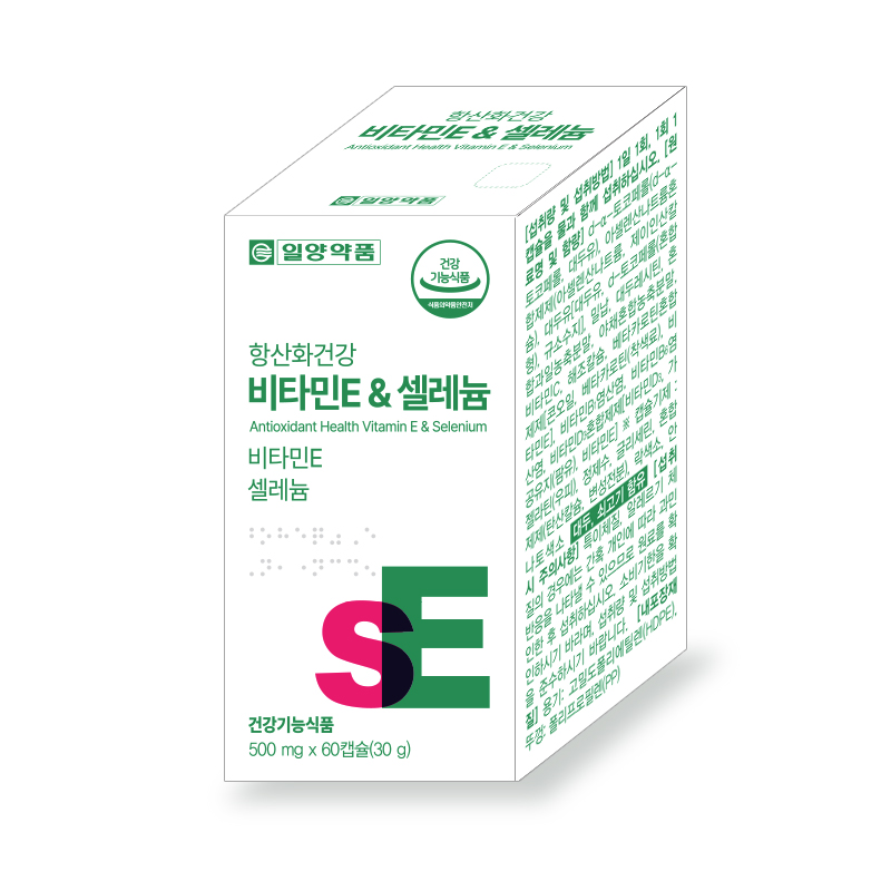 일양약품 항산화건강 식물성원료 토코페롤 비타민E & 셀레늄 영양제 60정, 1개 - 상품 이미지
