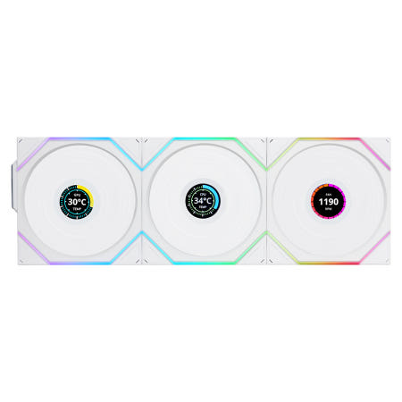 리안리 UNI FAN TL Wireless LCD 120 시스템 케이스 쿨러 (3팩, 화이트)