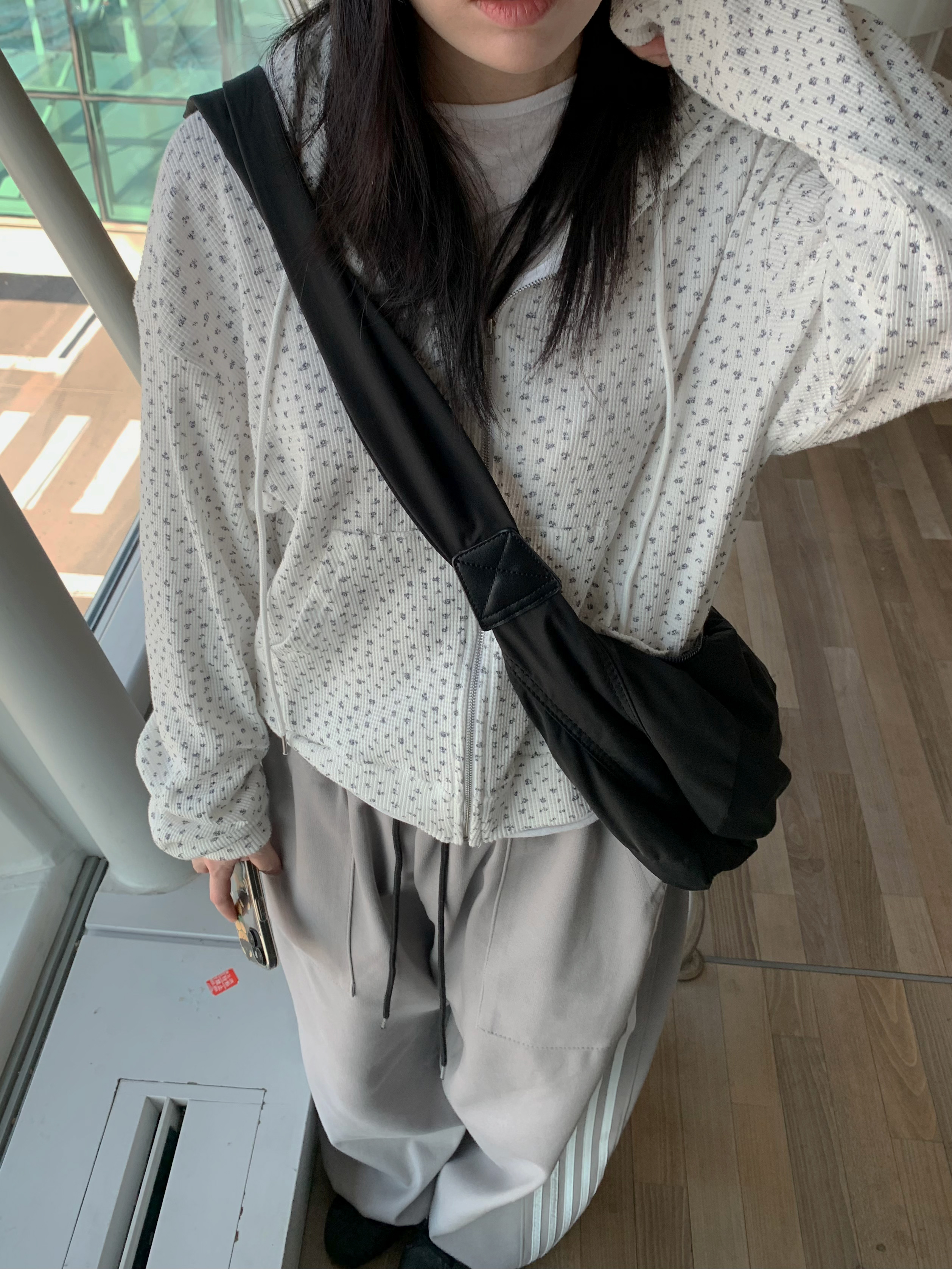 [주문폭주]루즈핏 와플 플라워 후드집업 상세 이미지 10