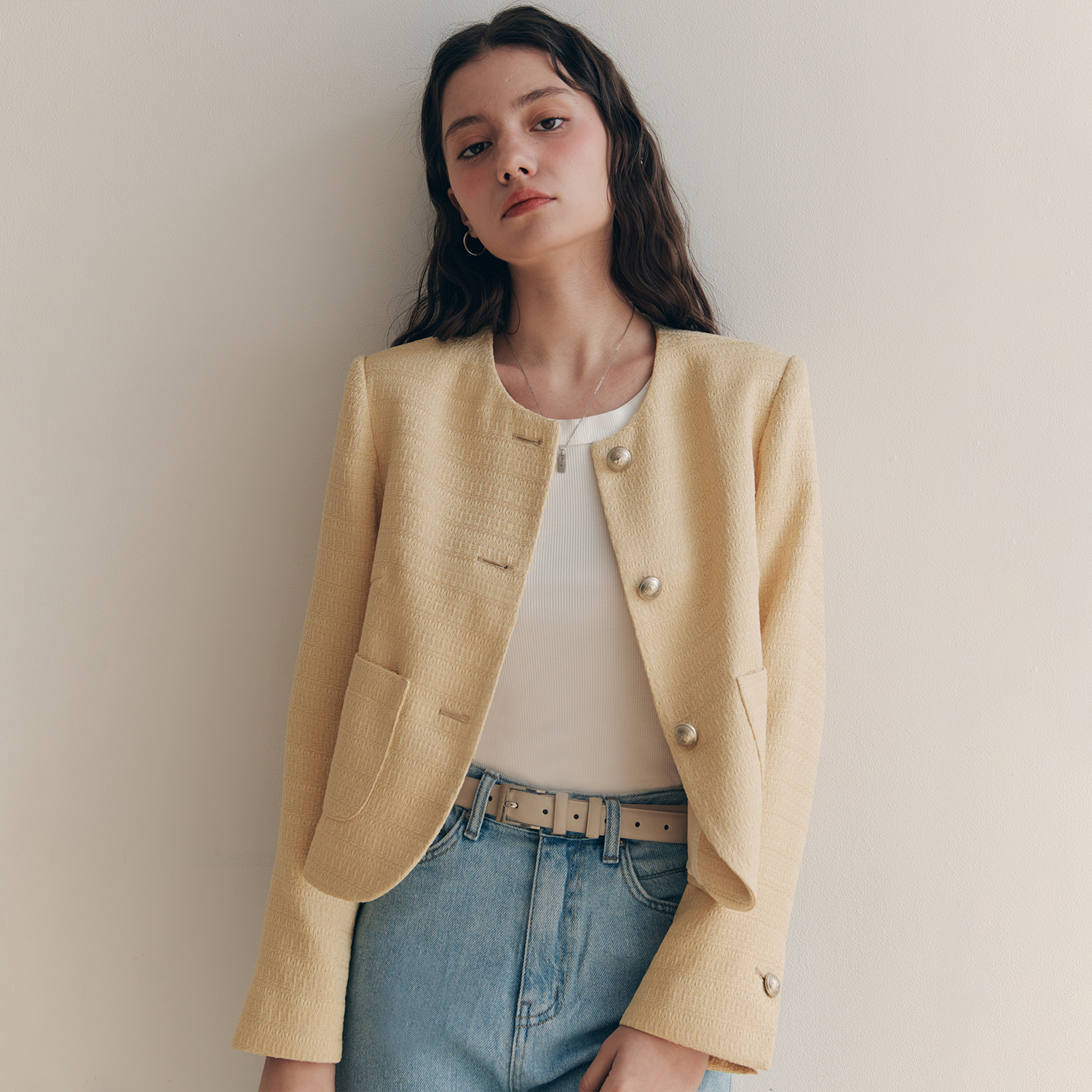[제로스트릿][2컬러] 크리미 트위드 자켓 CREAMY TWEED JACKET - 상세 이미지 3