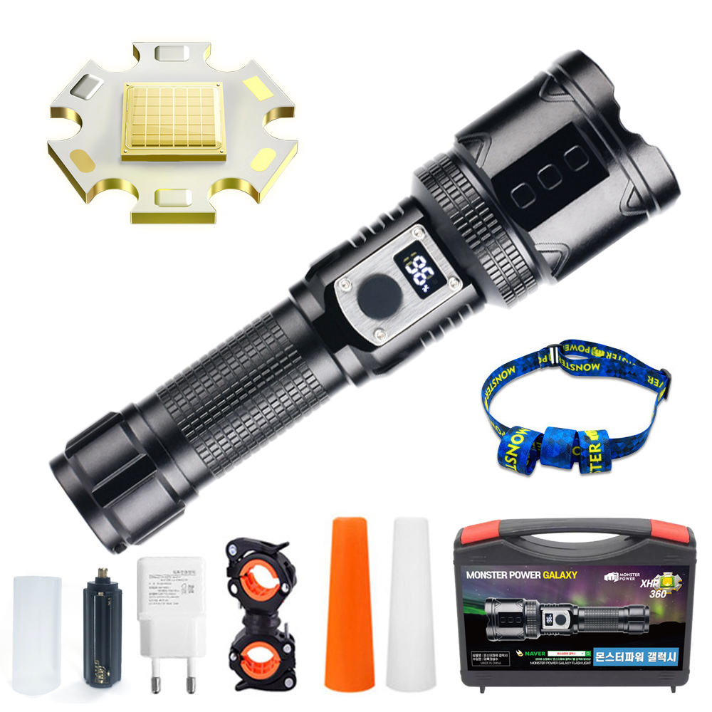 몬스터파워 갤럭시 XHP360 LED 후레쉬 줌 충전식 써치라이트 손전등