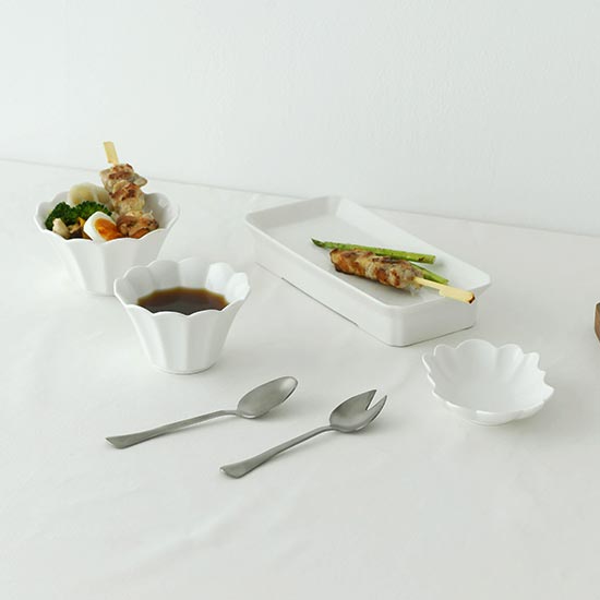 에라토 모이 직사각 굽접시 찬기 볼 4P세트 화이트 접시세트