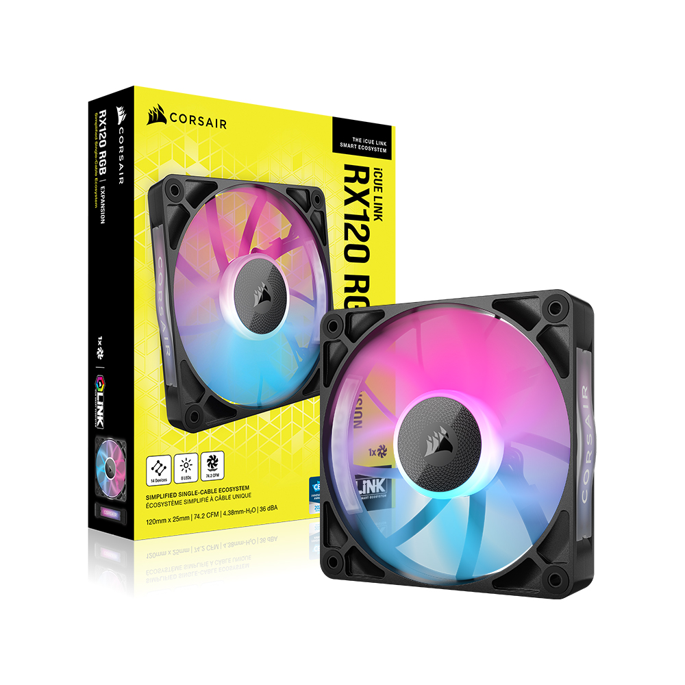 커세어 iCUE LINK RX120 RGB Expansion Fan 블랙, 1팩
