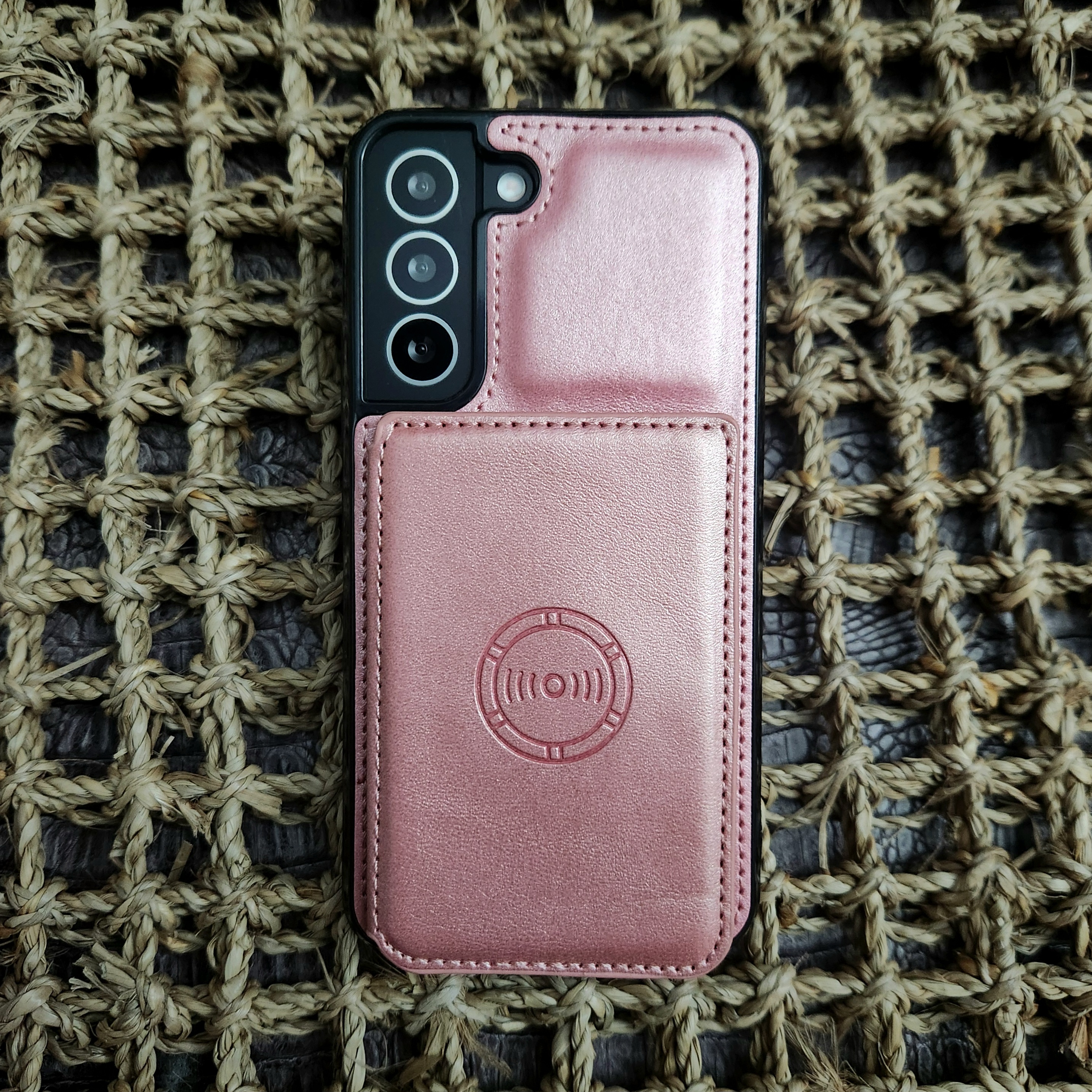 카드 케이스 가죽 지갑 범퍼 핑크, 갤럭시S22 - 상품 이미지