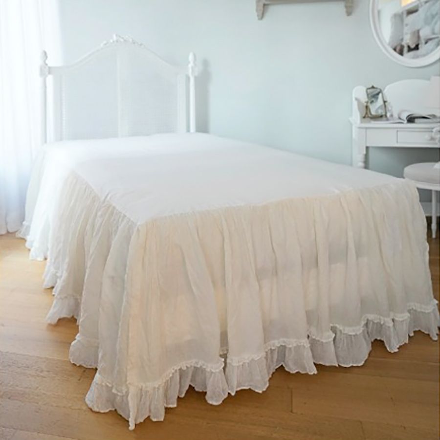 메종드파리 베드스커트 프릴린넨 (화이트)