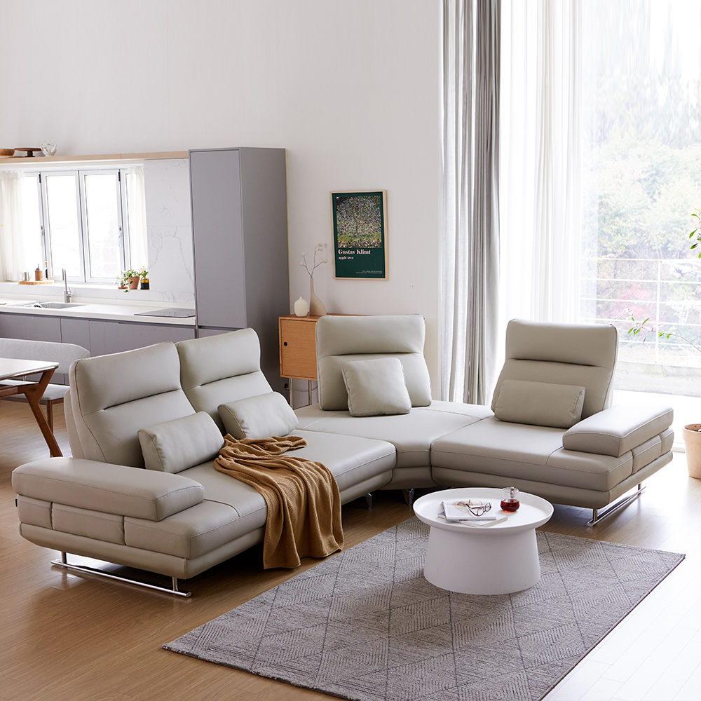 모던홈즈 디셈버 천연가죽 스윙 4인 코너형 소파