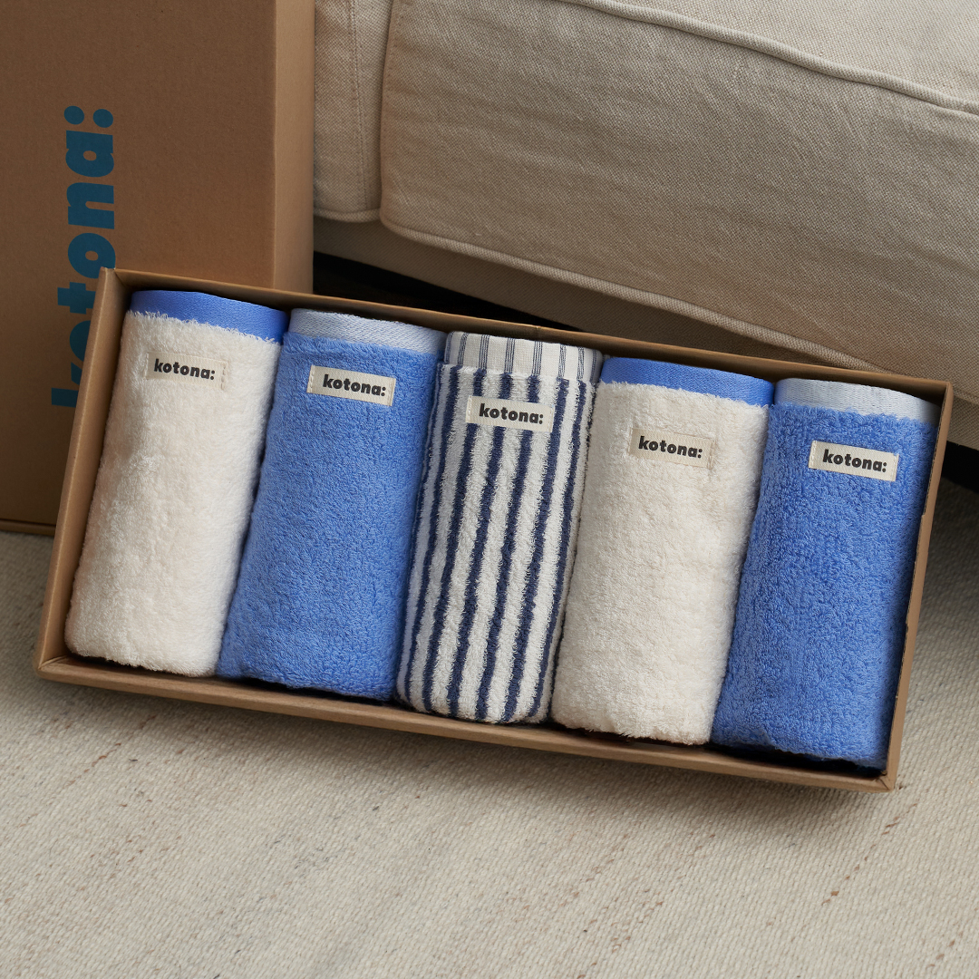 코토나 홈바디 타월 세트 선물포장 집들이 선물 200g, 코지블루, 5장