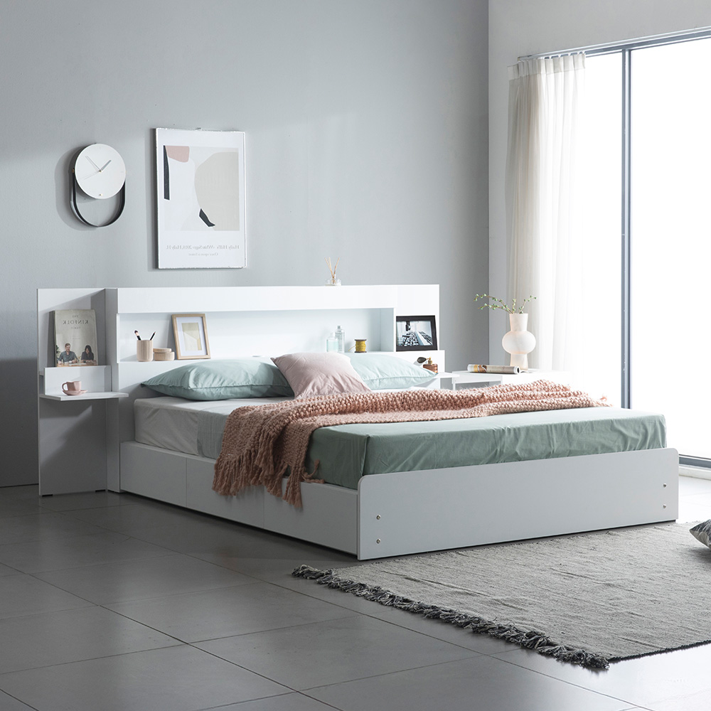 이노센트 스마트 LED 수납침대 Q 퀸사이즈 7존라텍스, 화이트