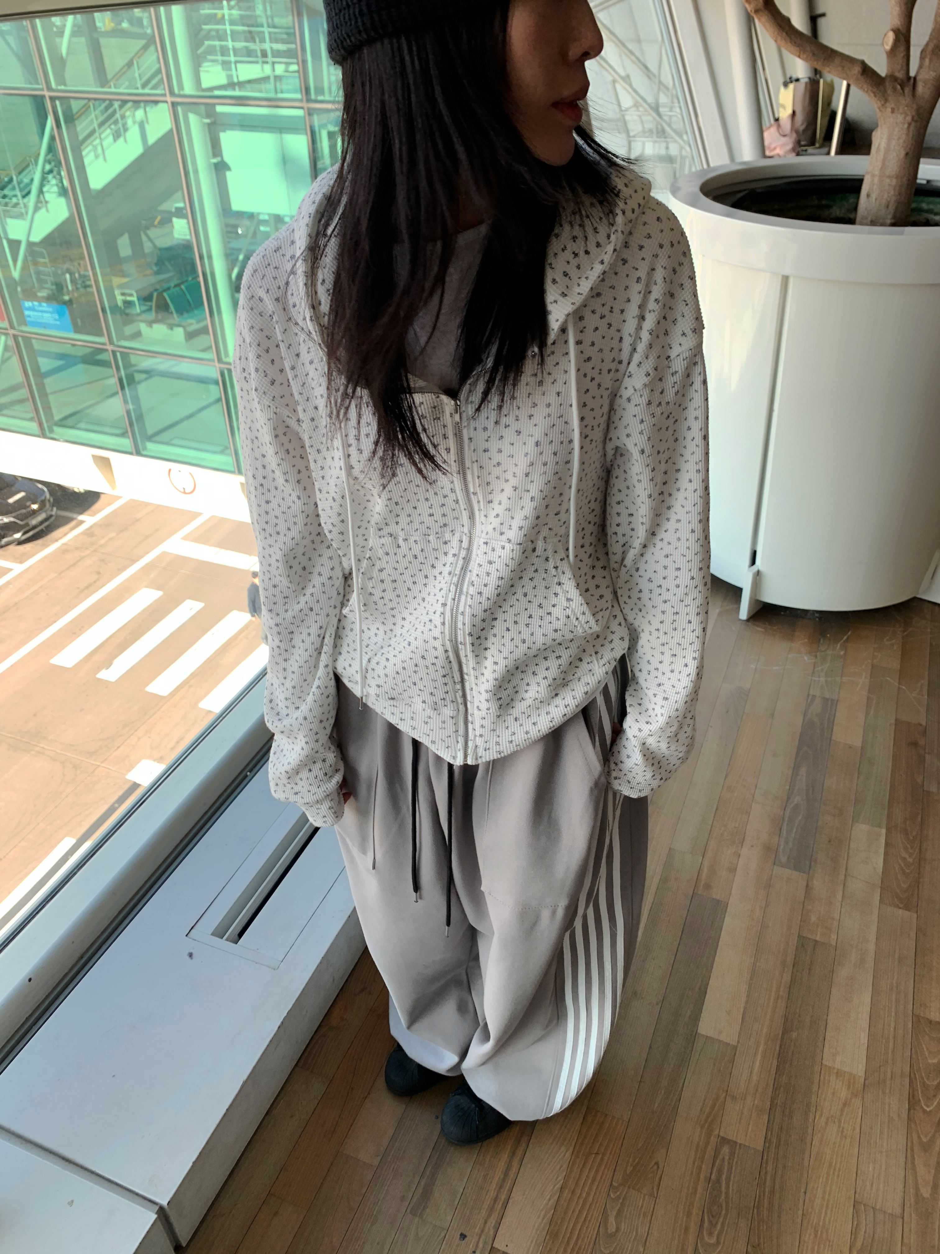 [주문폭주]루즈핏 와플 플라워 후드집업 상세 이미지 7