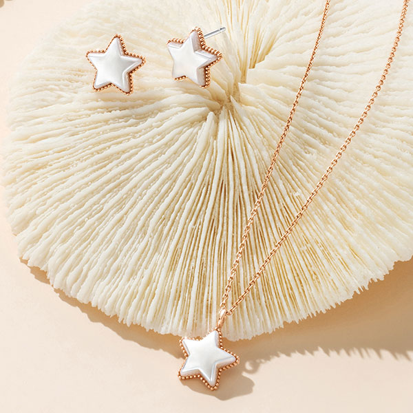 제이에스티나 마리엘 진주 별 목걸이+귀걸이 세트 (SET-J0-0210)