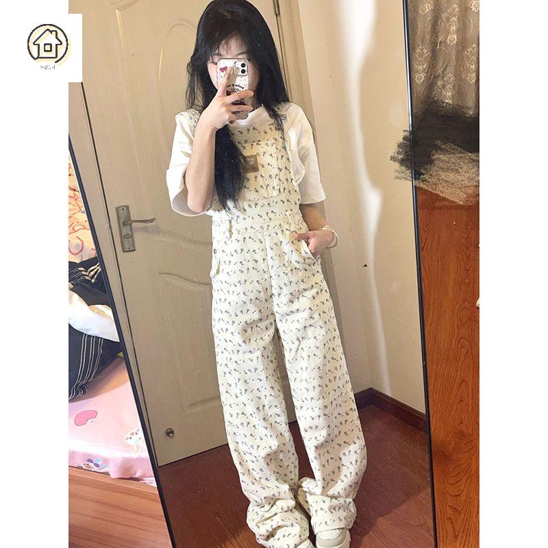 플라워 코듀로이 오버롤 러블리 멜빵바지 이미지 6