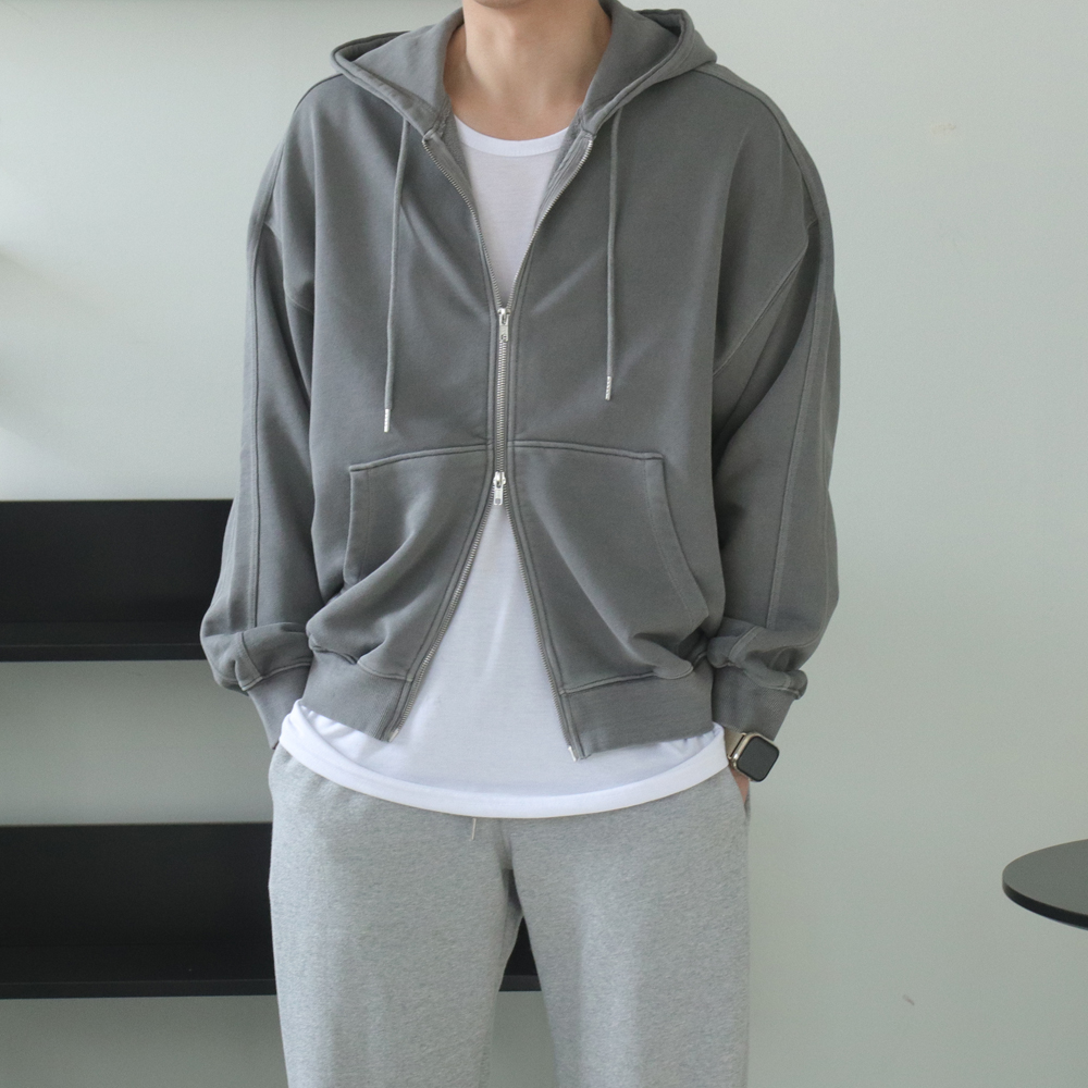 남자후드집업 오버핏 피그먼트 커플 후드 집업