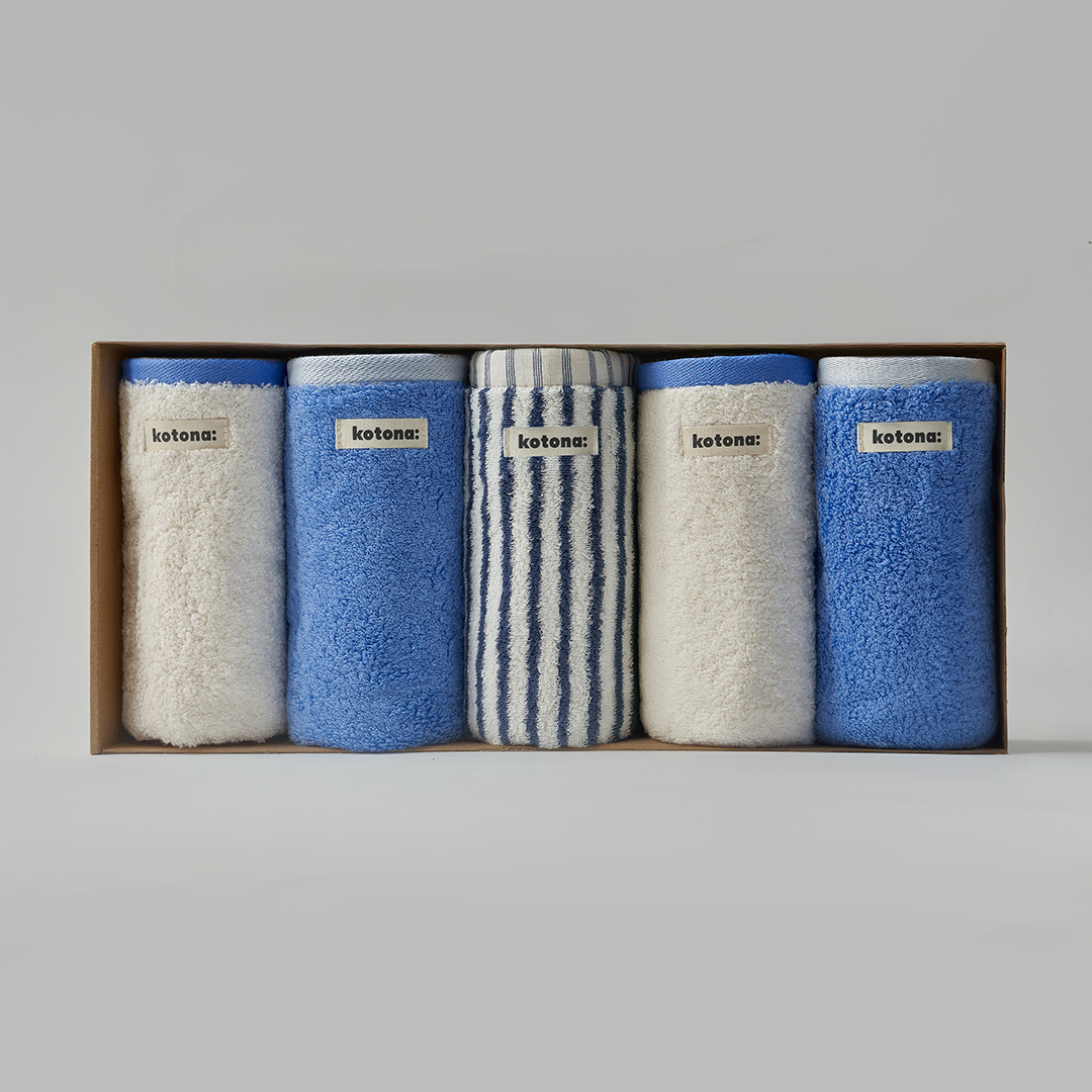 코토나 홈바디 타월 세트 선물포장 집들이 선물 200g, 코지블루, 5장