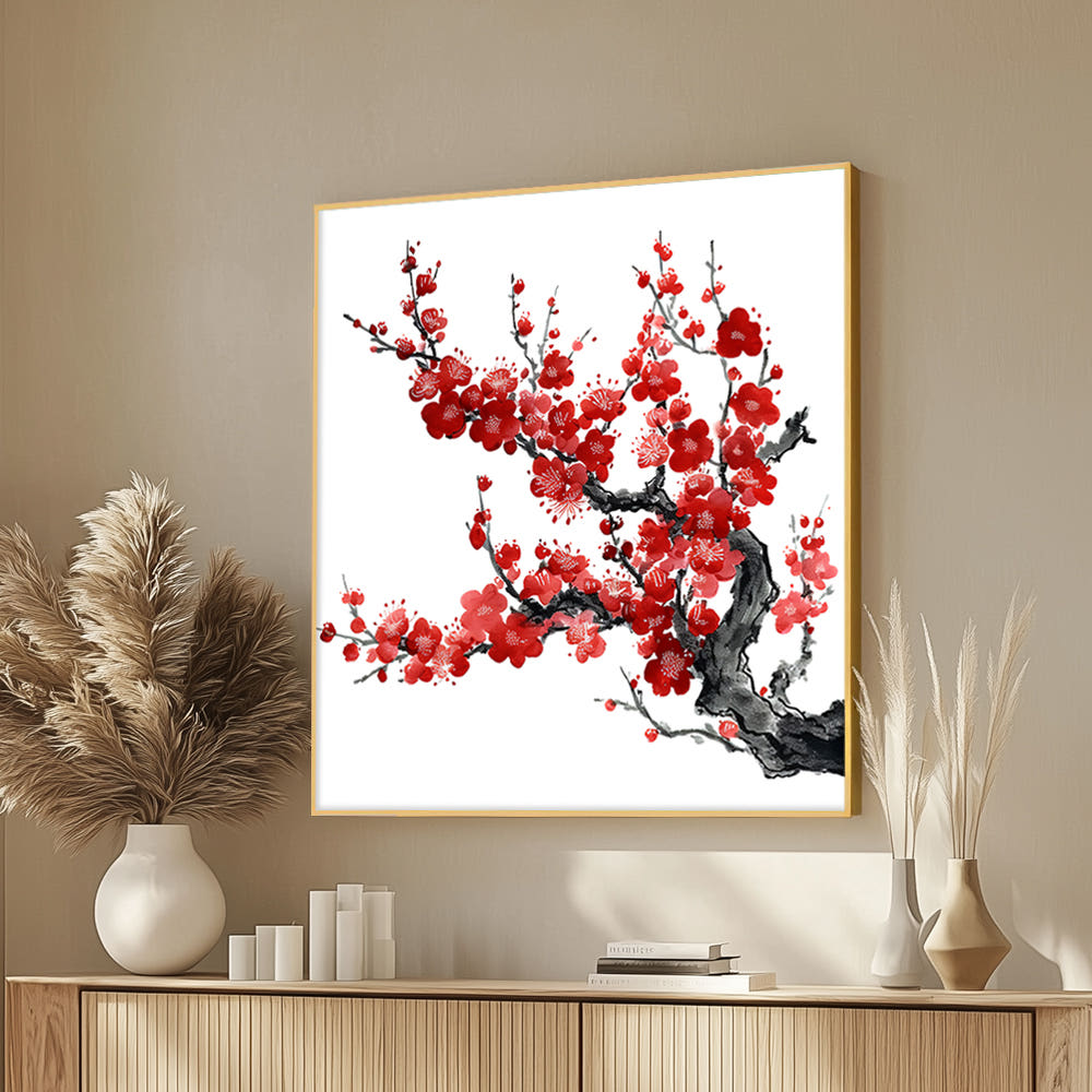 봄의화음 80x80cm 무광블랙 알루미늄액자 매화그림 판매처 상세 정보 이미지 1