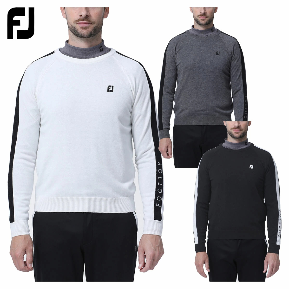 풋조이 FOOTJOY 골프웨어 사이드 로고 긴팔 스웨터 FJ-F23-M07 3컬러 - 상품 이미지