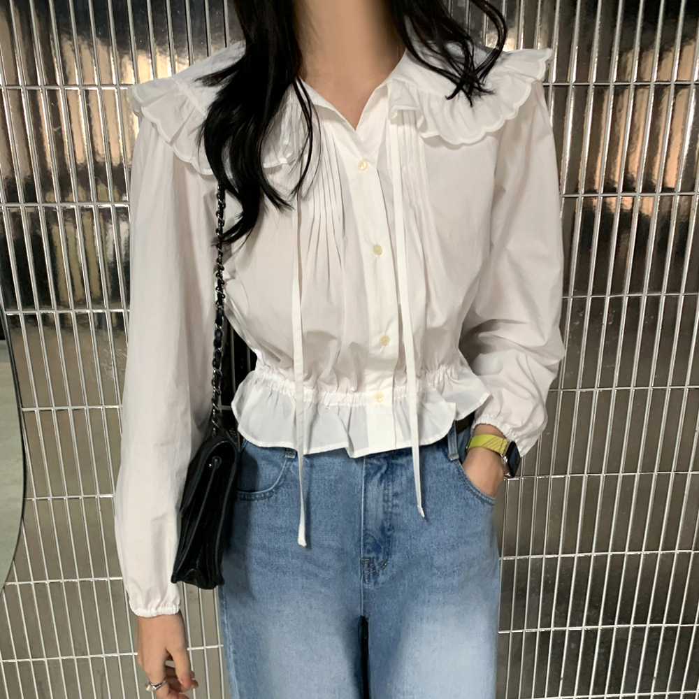 르왈 프릴카라 핀턱 블라우스 - 상세 이미지 3