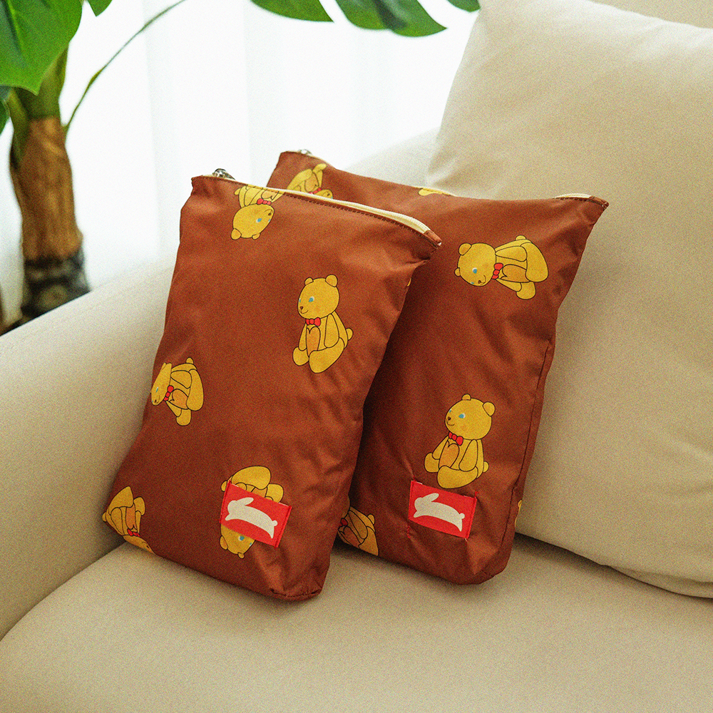 오우아스튜디오 어린이집 방수 파우치 준비물 가방 더비핑크 2종 세트