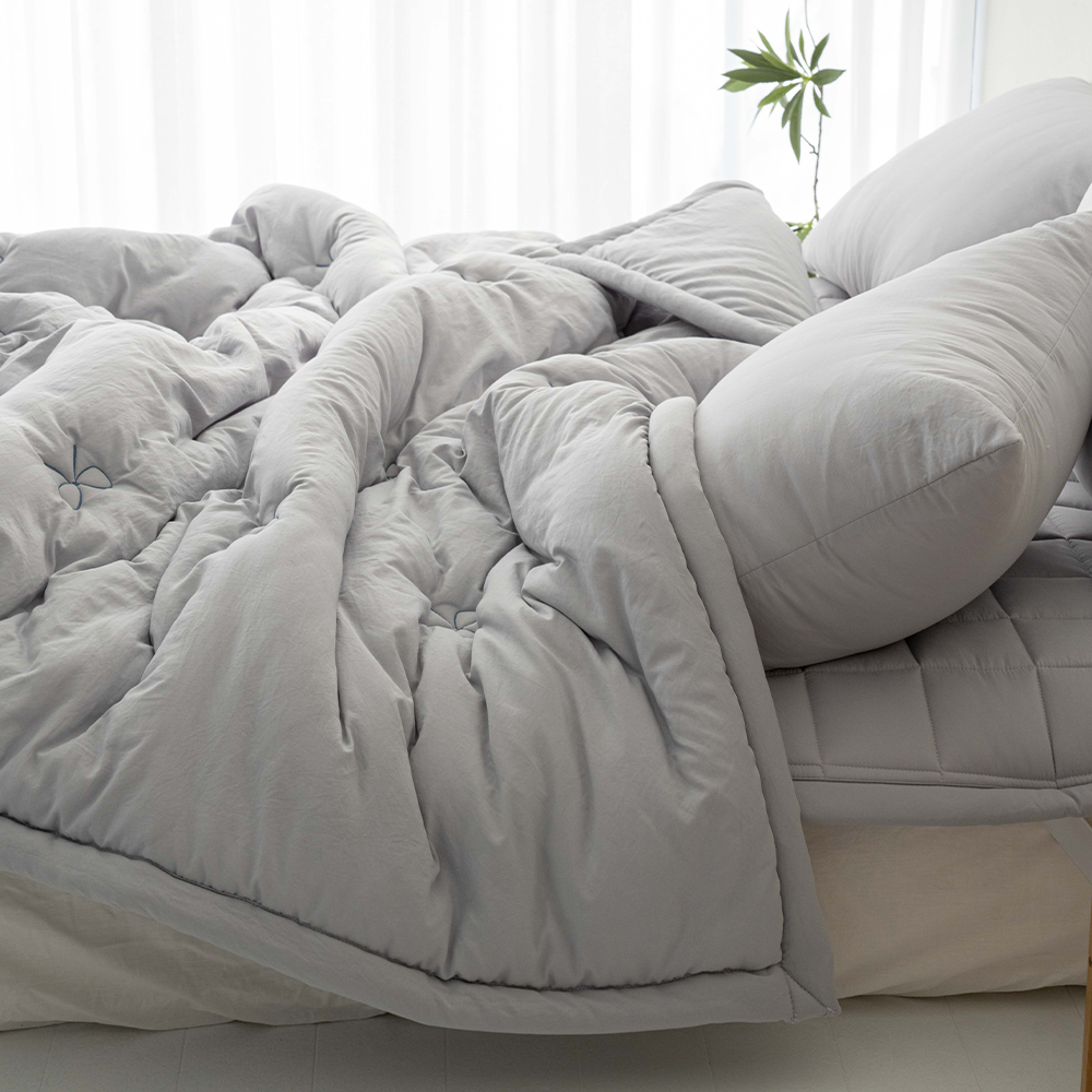 송화침장 알러지케어이불 먼지없는 리본 자수 바닐라 SS 사계절이불