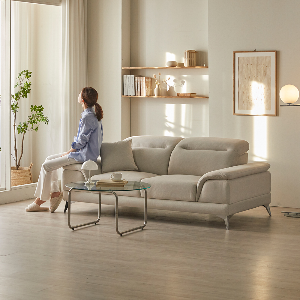 [특판행사] 아크 루카스 패브릭 소파 이지클린 갤럭시원단 스툴 스툴미포함, 아이보리, 3인용