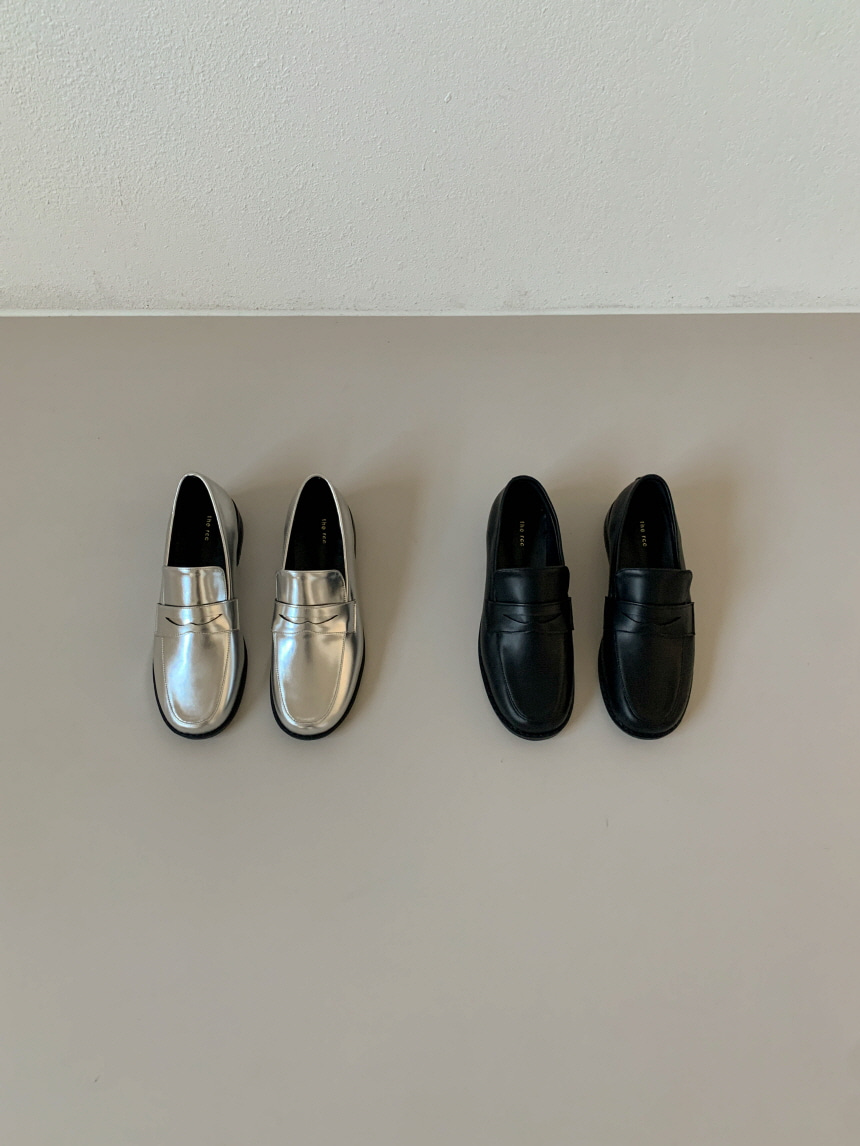페니 로퍼 발편한 여성 단화 둥근코 3cm 블랙 실버 상세 이미지 3