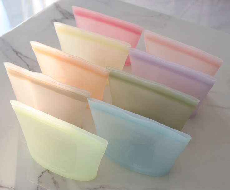 국산 플래티넘 스탠딩 실리콘 지퍼백 전자렌지 밀폐용기 실리콘팩 - 소 500ml