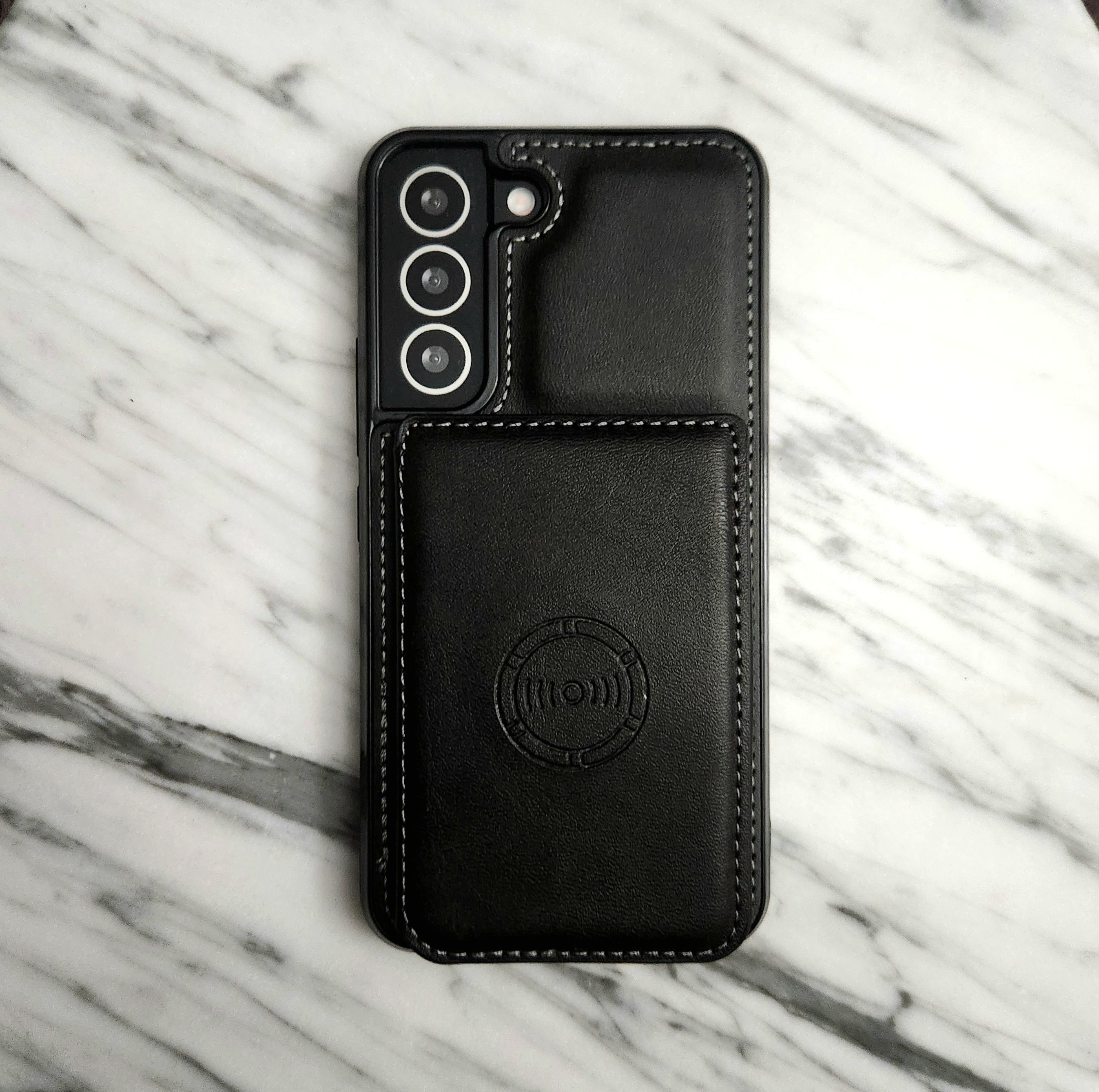 카드 케이스 지갑 가죽 범퍼 블랙, 갤럭시S22플러스 - 상품 이미지