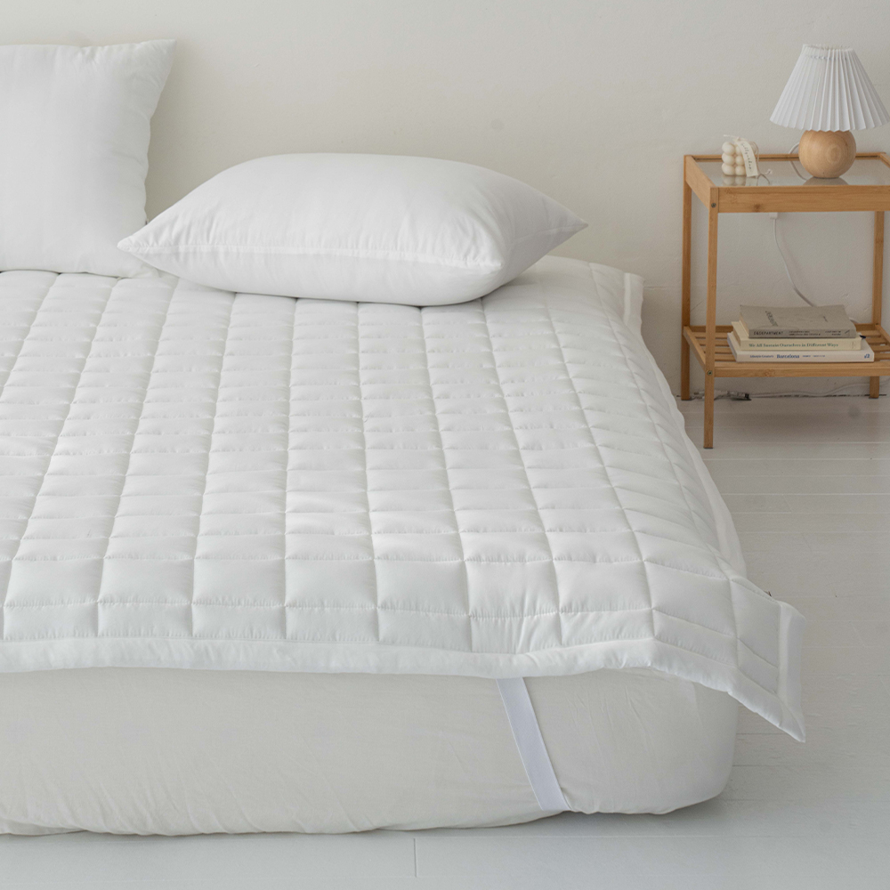 송화침장 알러지케어 먼지없는 논슬립 고정밴드 무지 침대패드